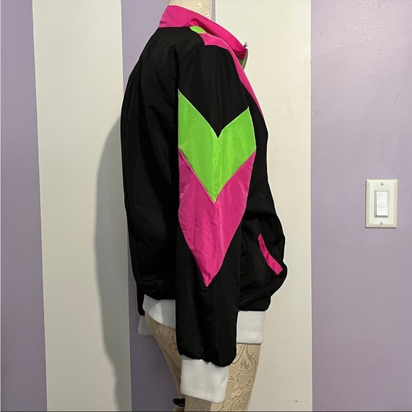 Women’s Sm/Md 2-8 Tracksuit Costume Windbreaker 80’s Neon Jacket Pants Set - Picture 5 of 12